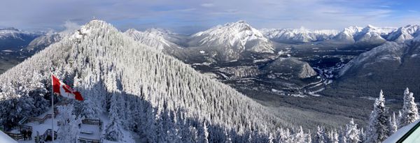 Blick auf Banff vom Sulphur Mountain bei -24°C.