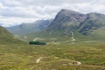 Blick hinab von den Devils Staircase zurück zum Stob Dearg ohne Wolken.